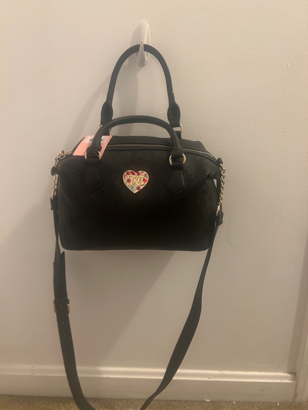 Juicy Couture Black Heart Accent Satchel Handbag